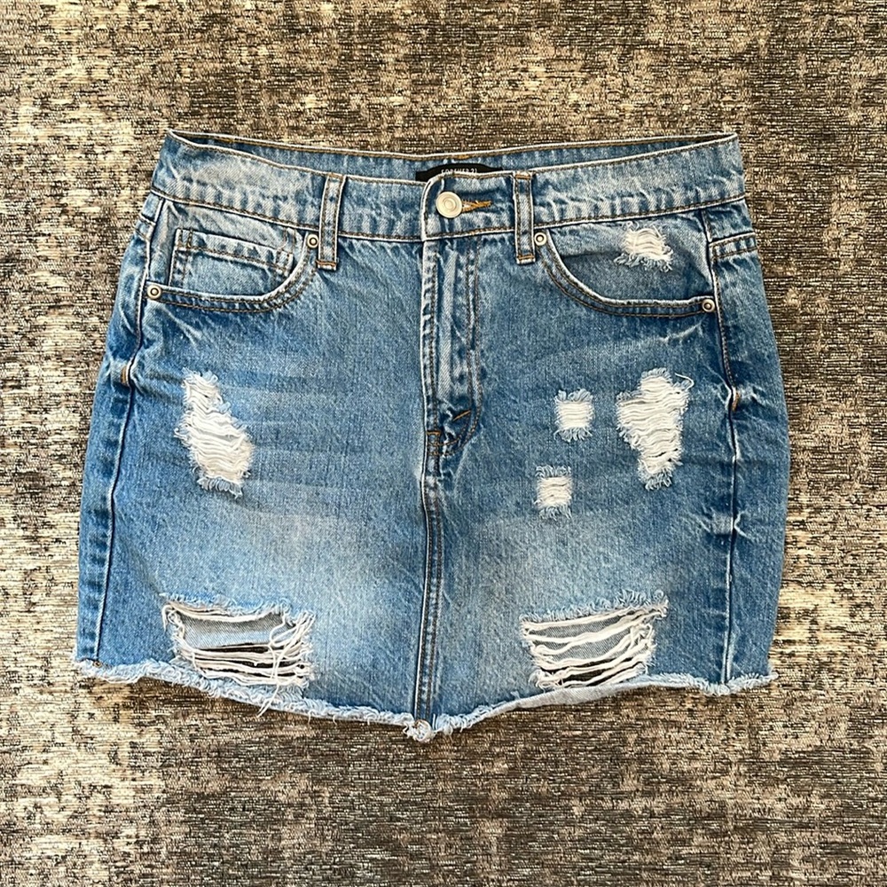 High rise denim skirt